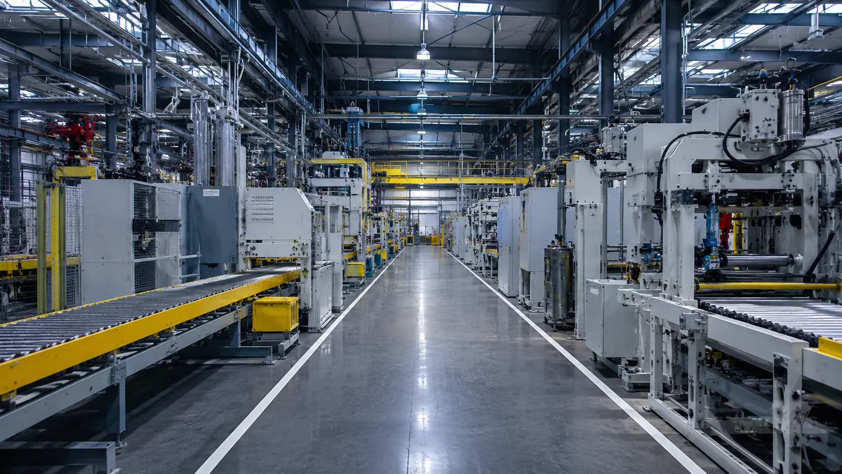CNC machines on a British manufacturing production line